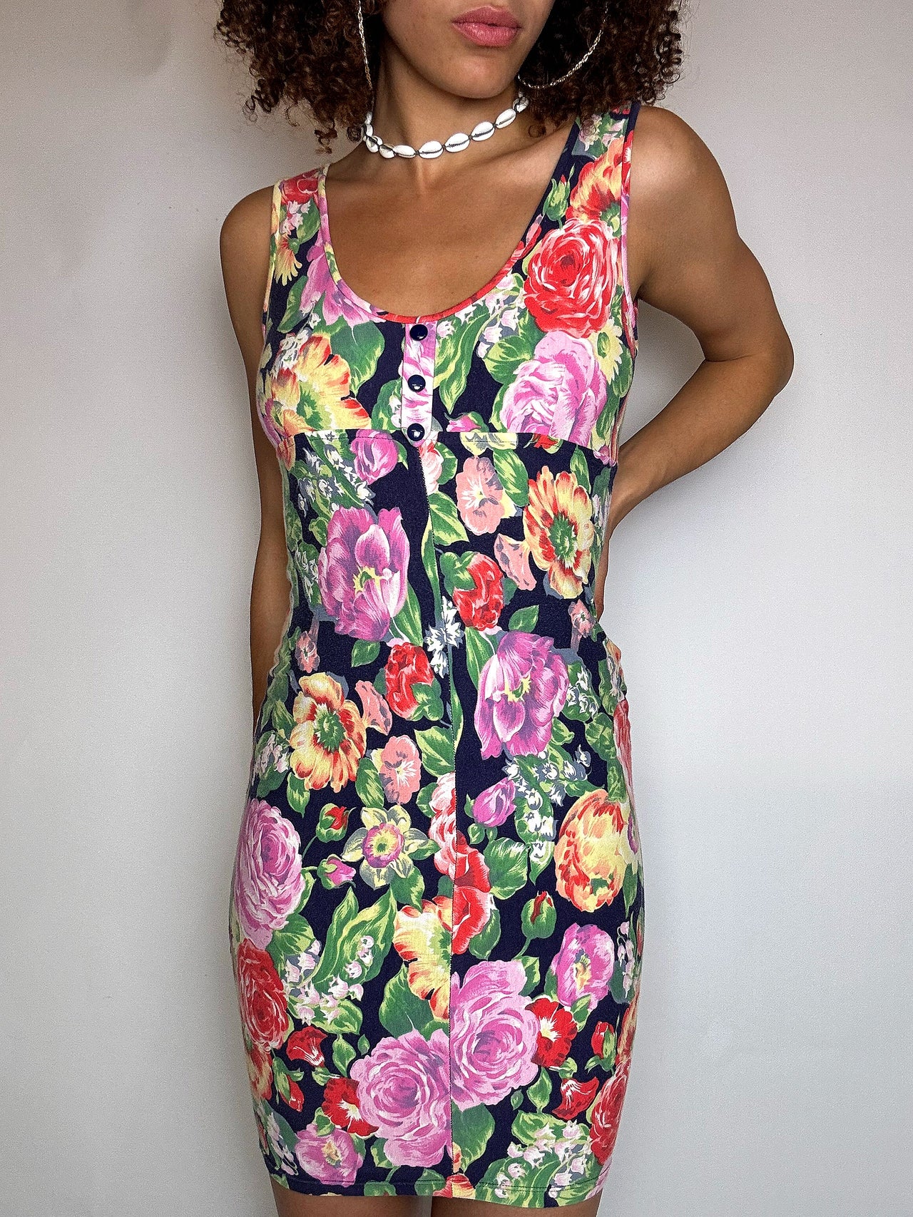 Robe à fleurs multicolore S vintage