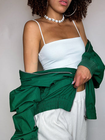 Bomber en coton vert L vintage