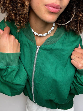Bomber en coton vert L vintage