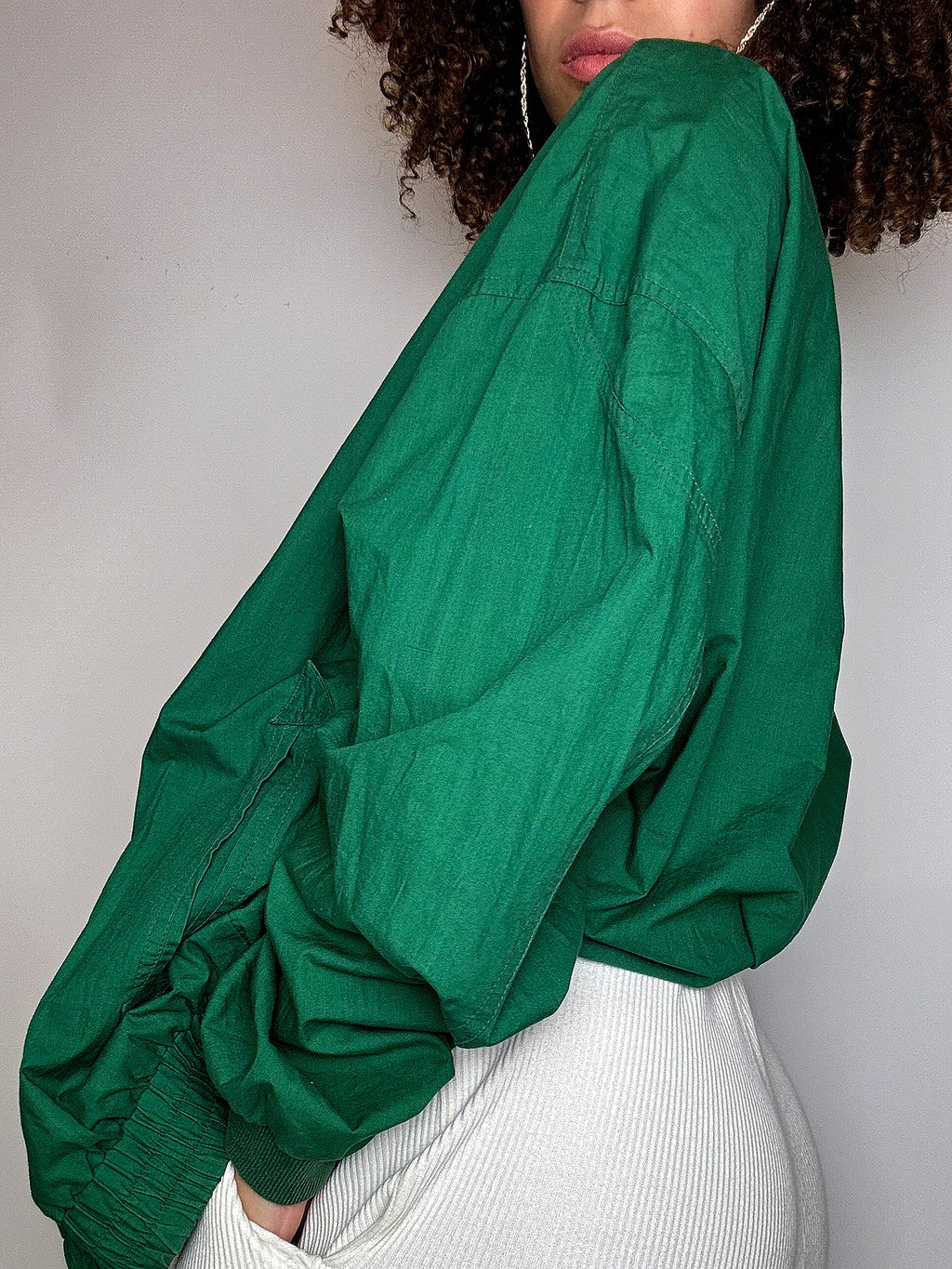 Vintage grüne Bomberjacke aus Baumwolle, Größe L
