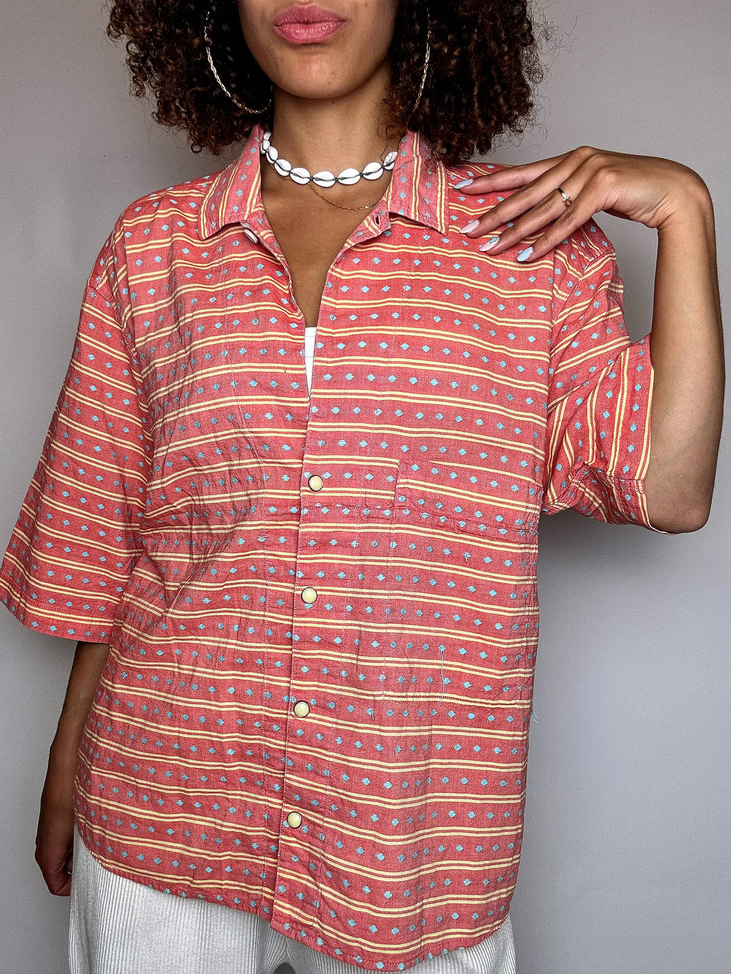 Vintage REPLAY L rotes gemustertes Hemd 