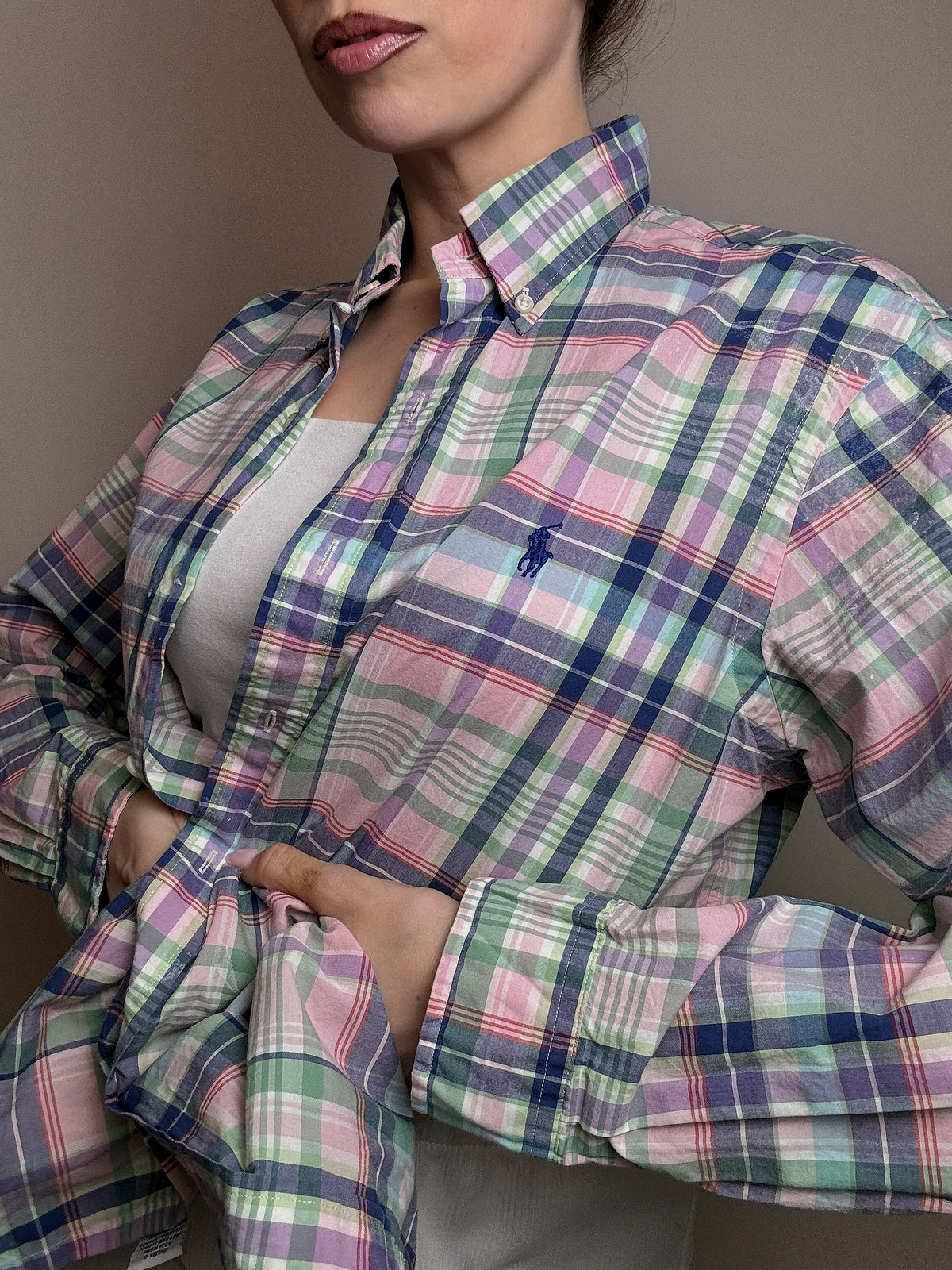 RALPH LAUREN M vintage multi-colored plaid shirt 