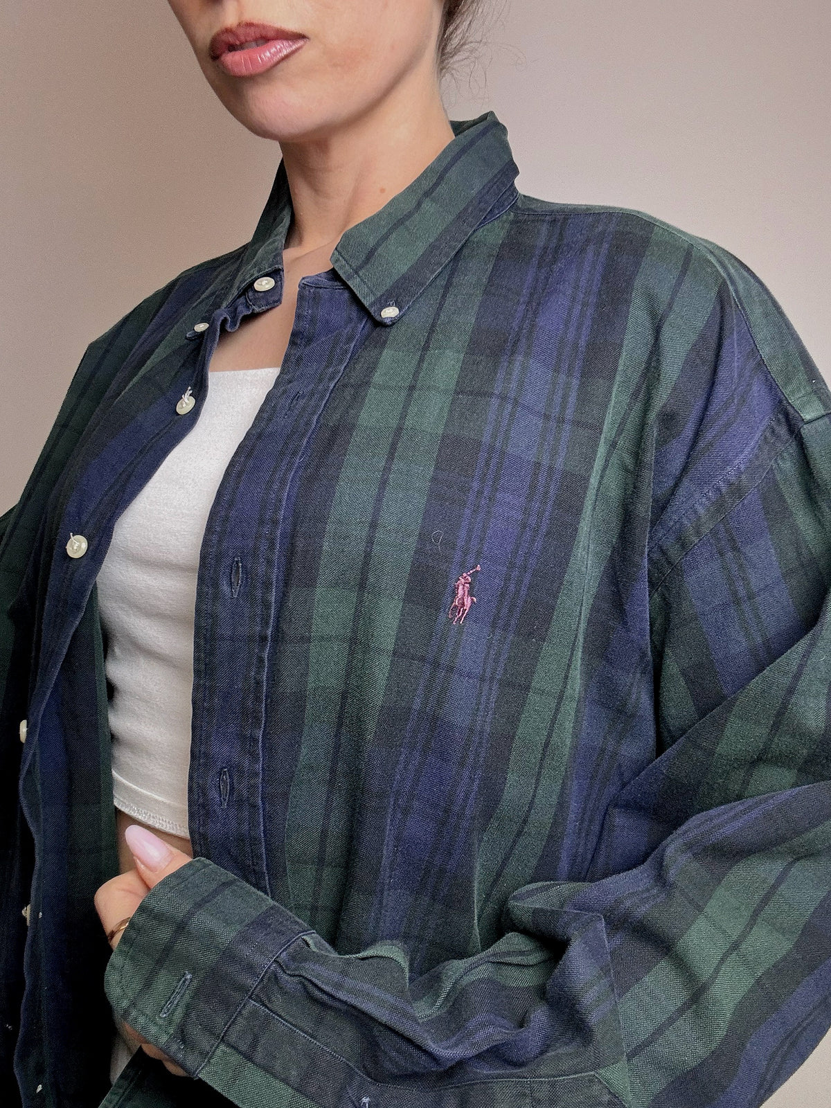 RALPH LAUREN XL vintage oversized plaid shirt 