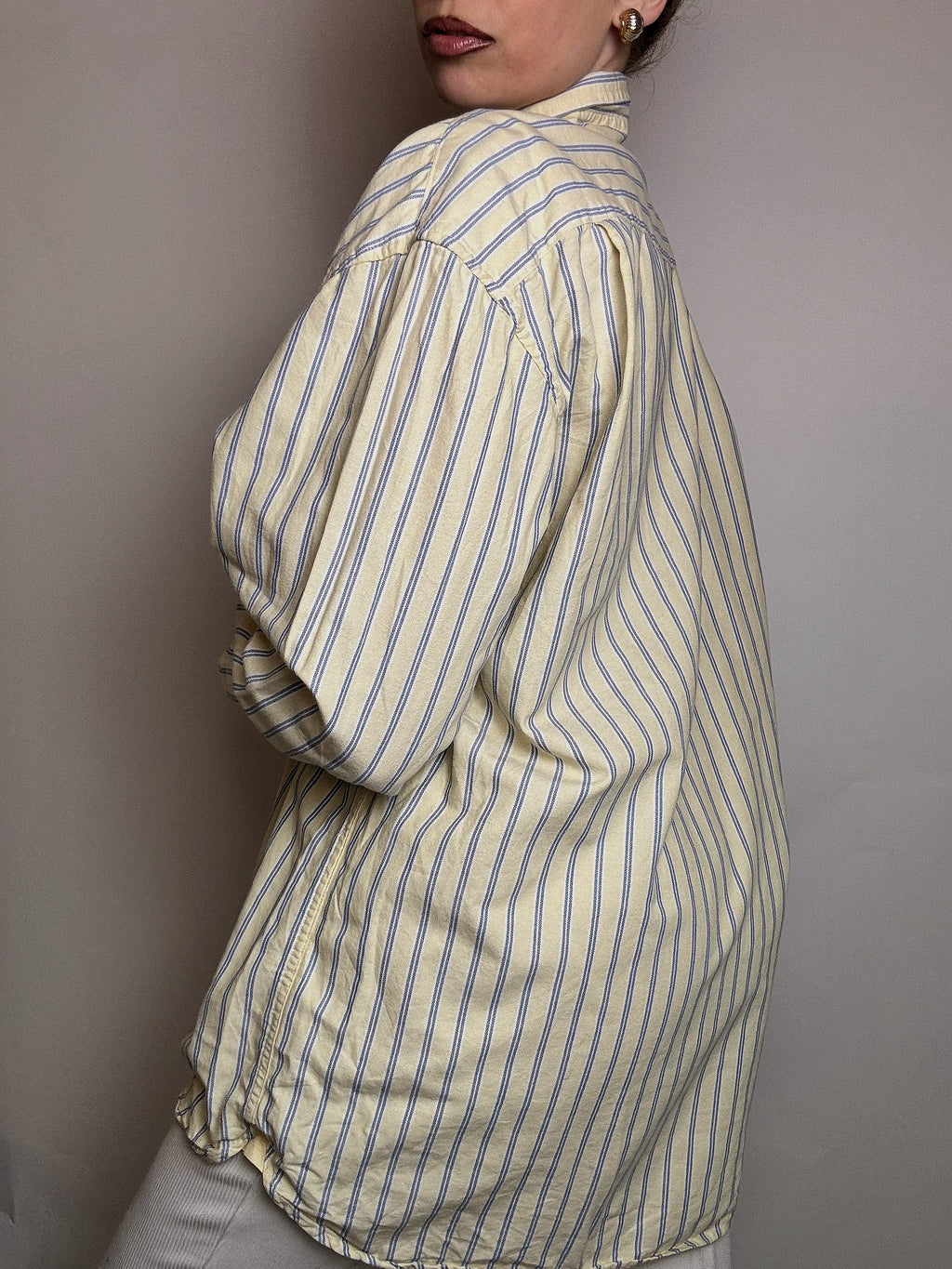 IZOD L Vintage gelb gestreiftes Hemd 