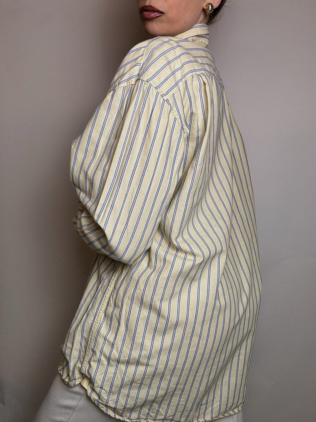 IZOD L Vintage gelb gestreiftes Hemd 