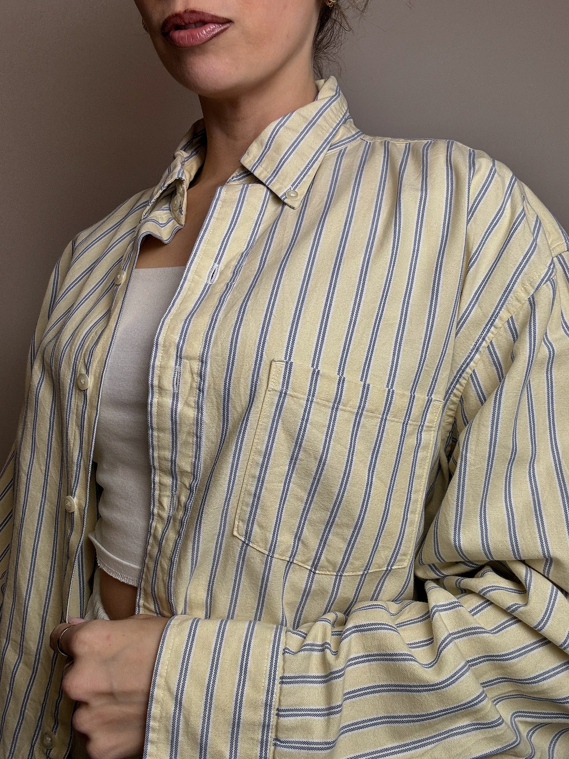 IZOD L Vintage gelb gestreiftes Hemd 