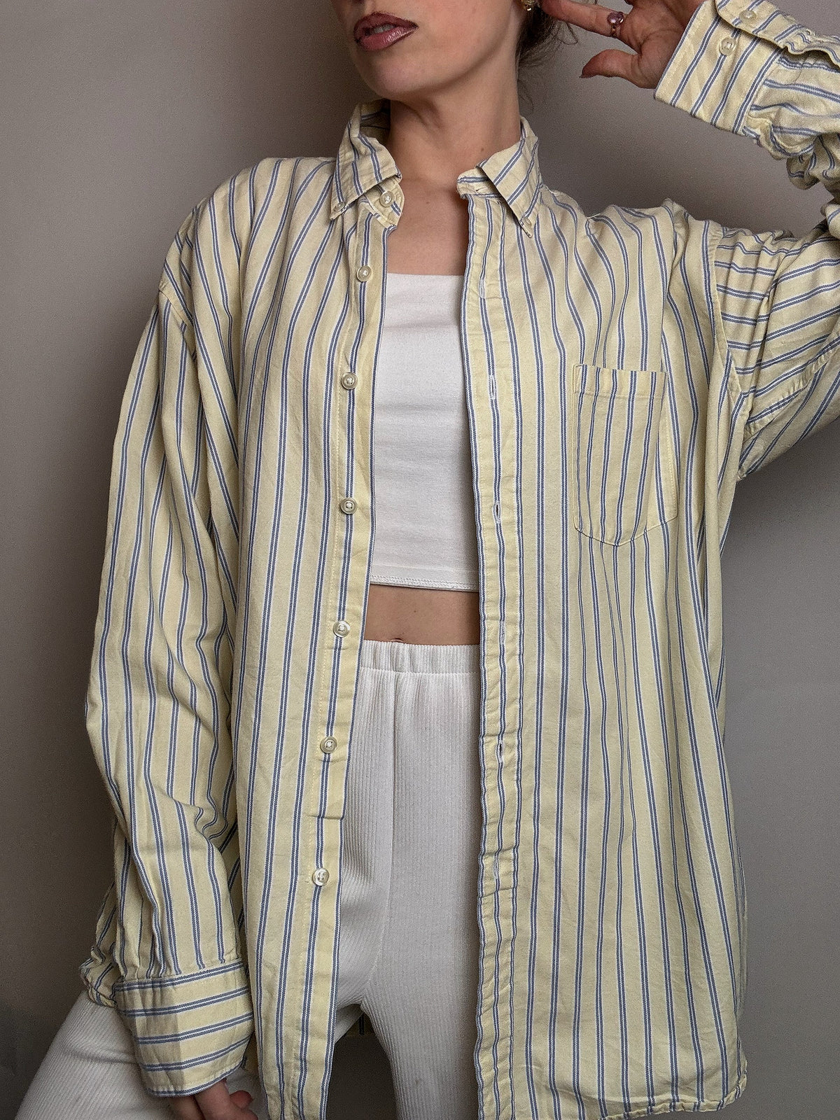 IZOD L Vintage gelb gestreiftes Hemd 