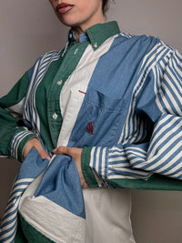 Vintage M Jeans und grün gestreiftes Hemd 