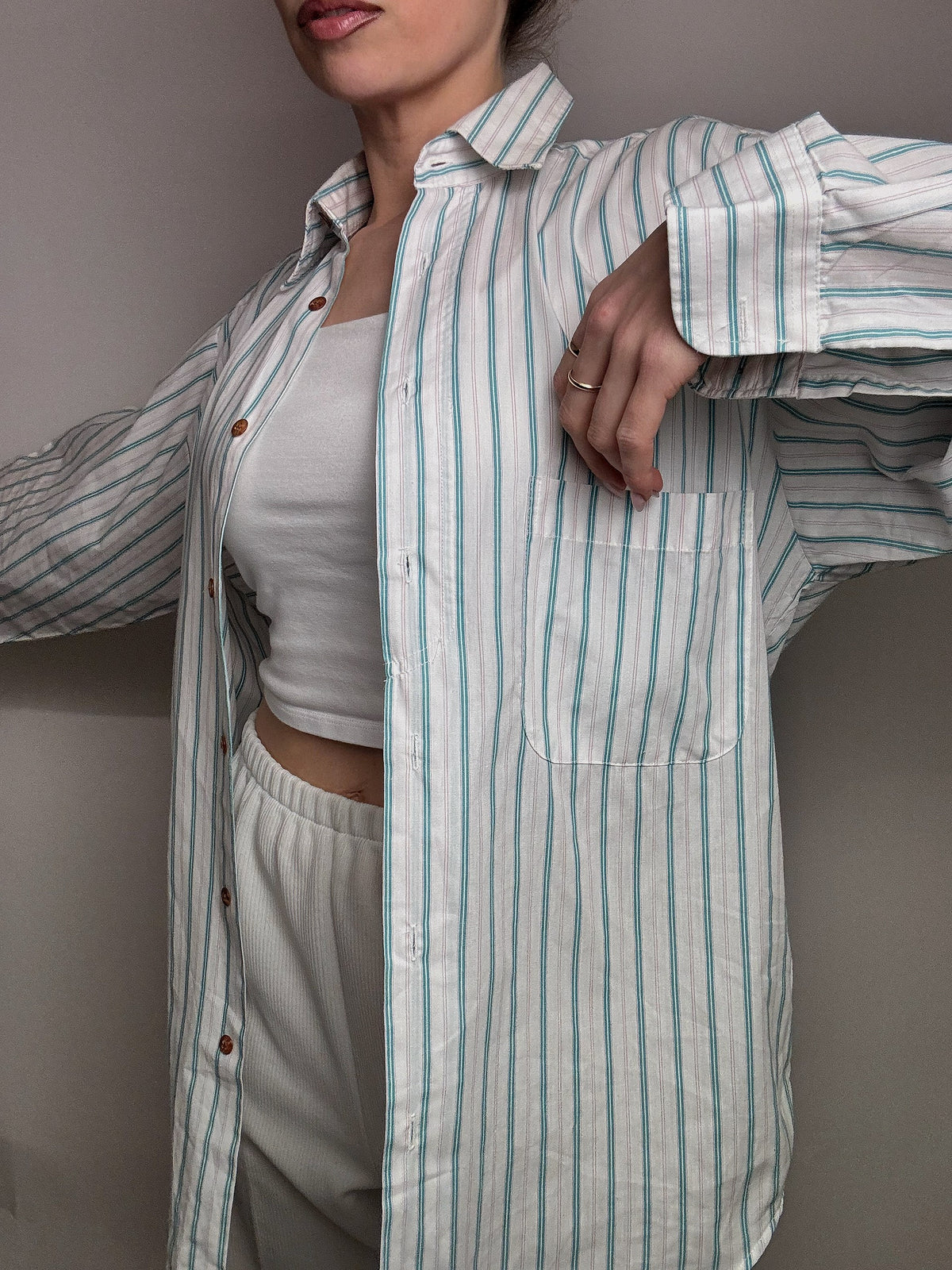 Vintage white striped shirt S 