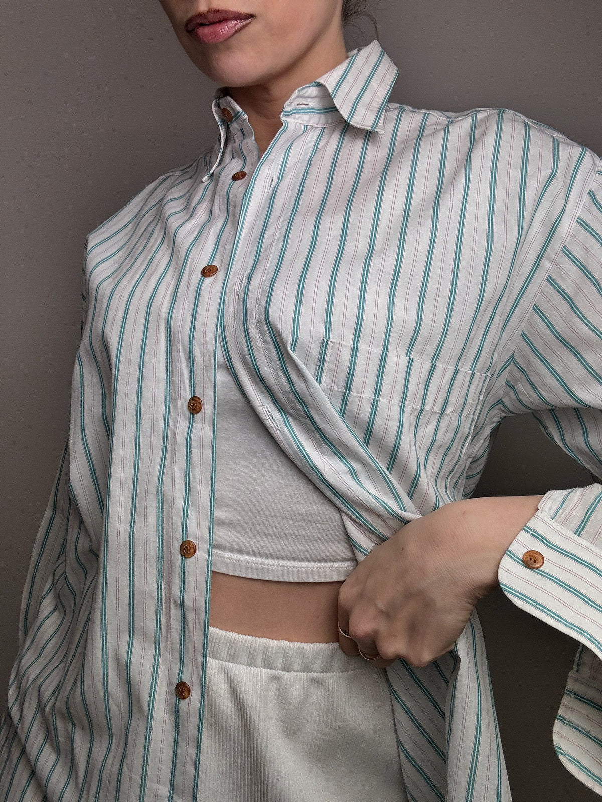 Vintage white striped shirt S 