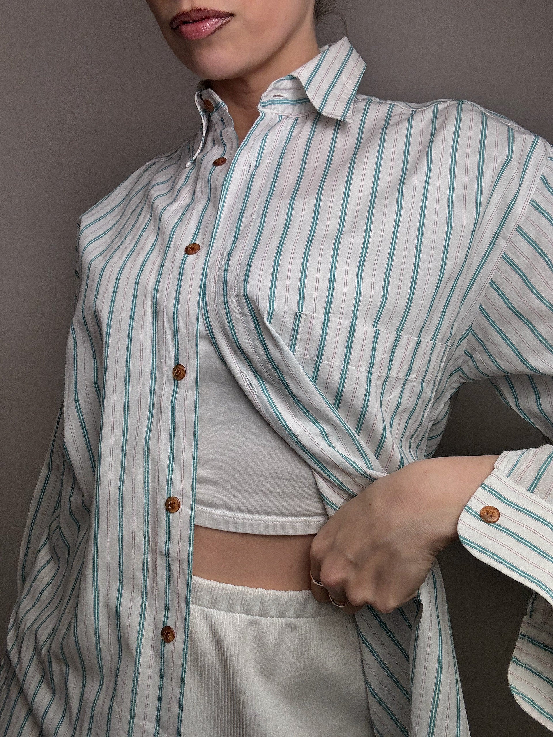 Vintage white striped shirt S 