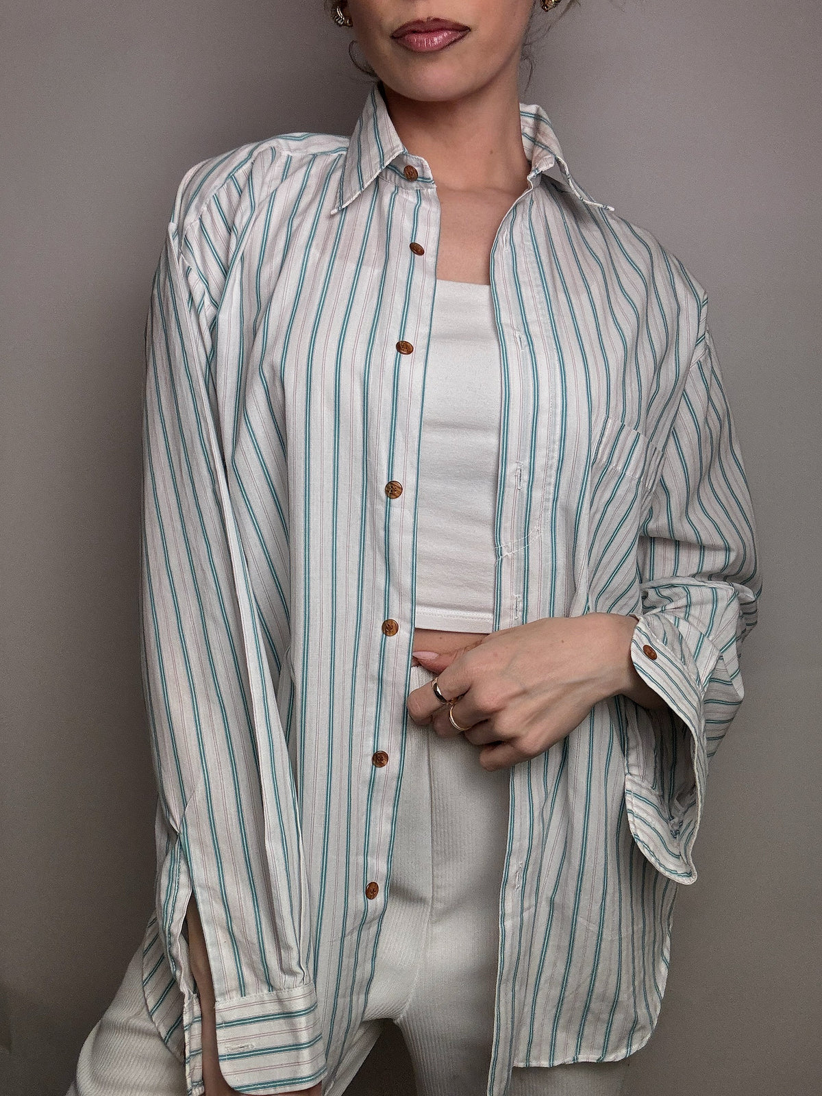 Vintage white striped shirt S 