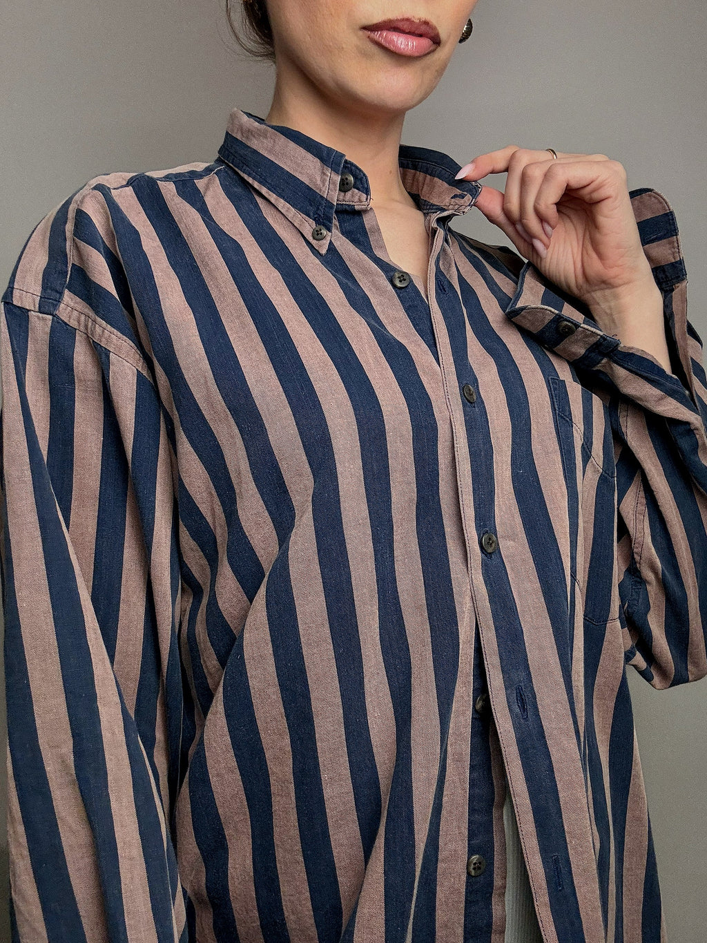 Chemise rayée brun et marine GAP L vintage
