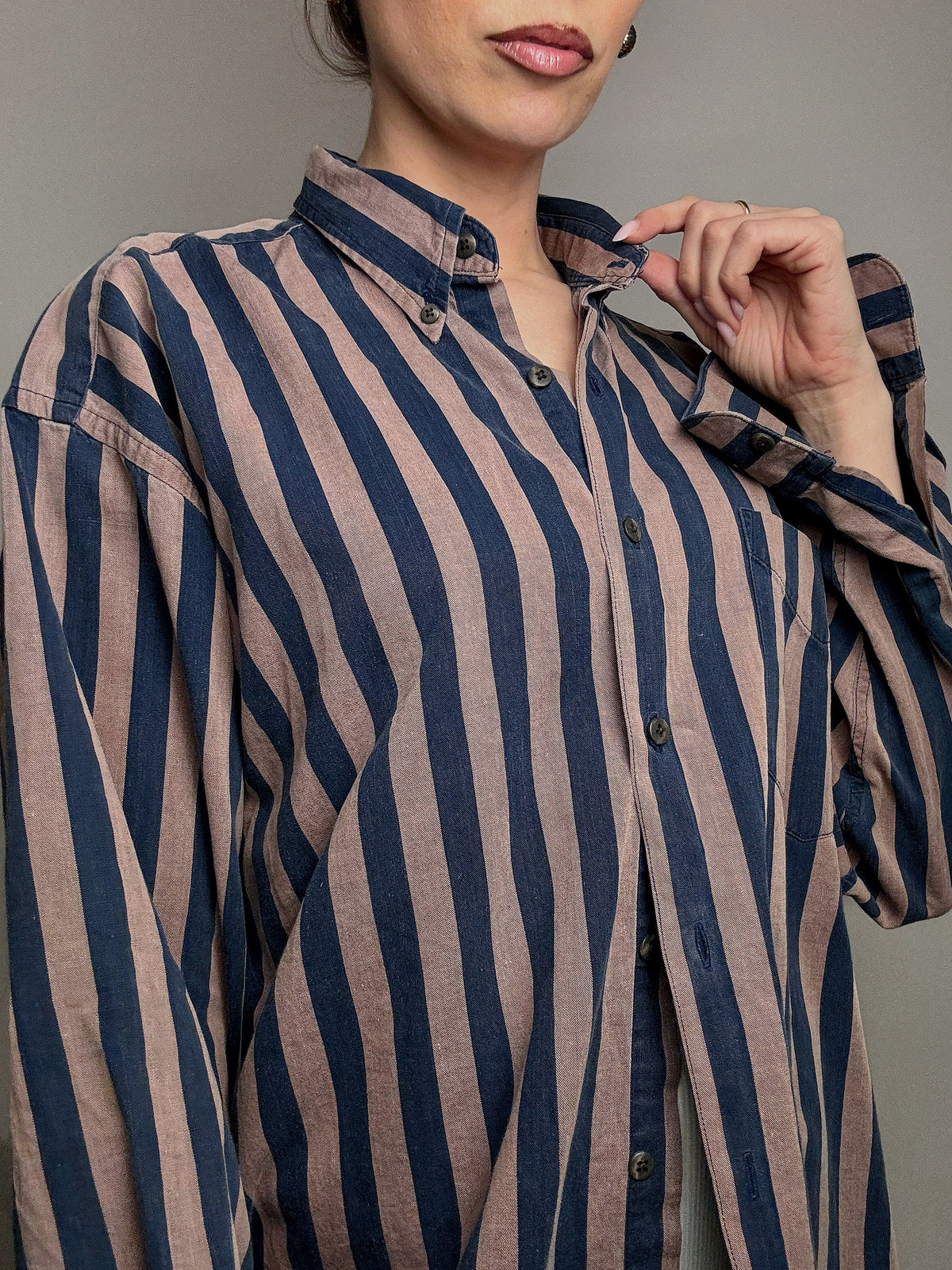 Chemise rayée brun et marine GAP L vintage