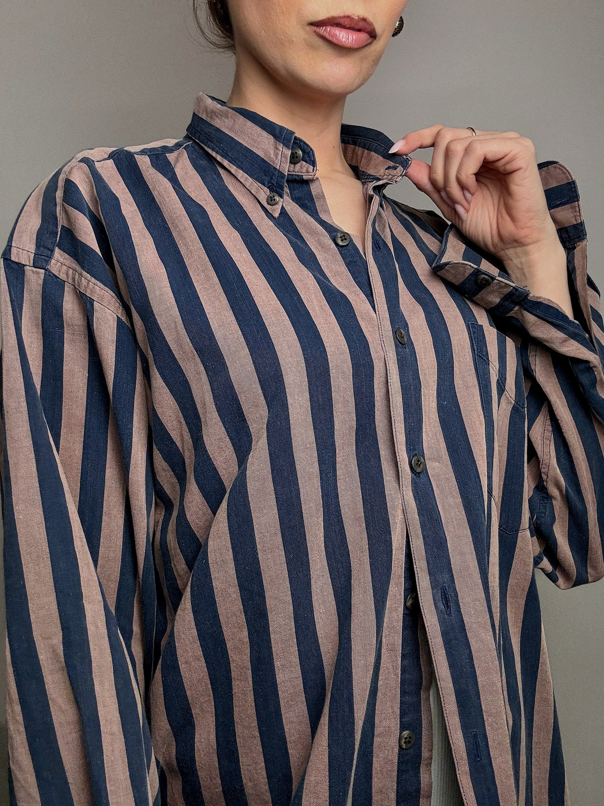 Chemise rayée brun et marine GAP L vintage