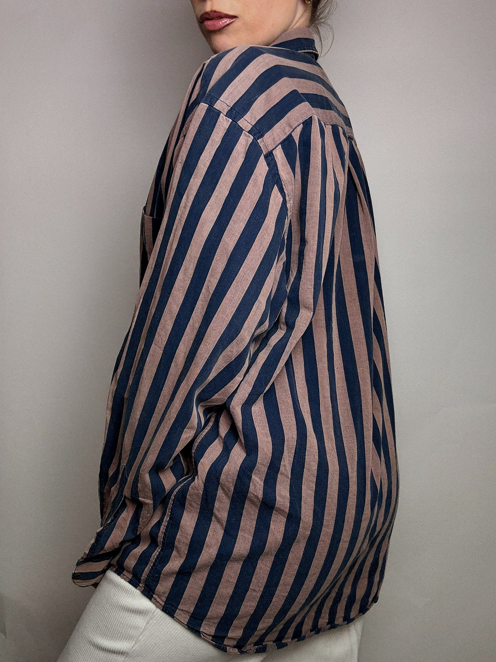Chemise rayée brun et marine GAP L vintage