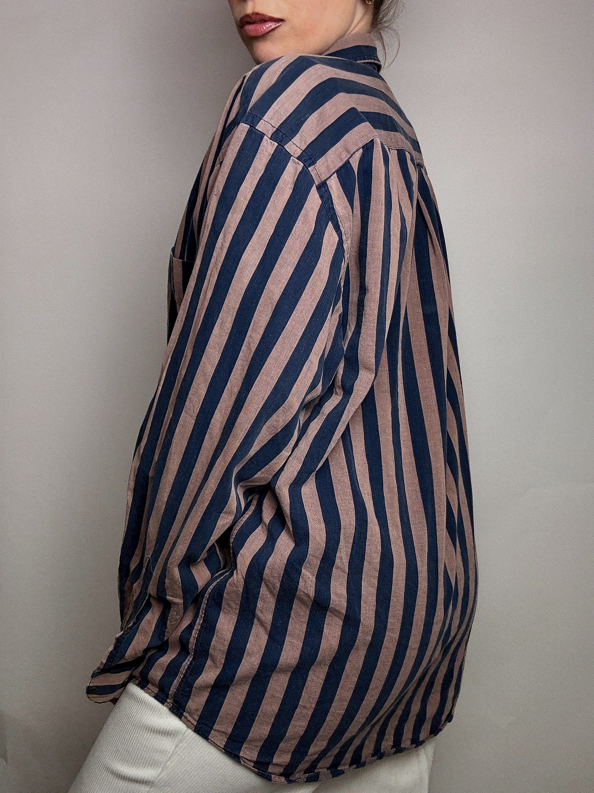 Chemise rayée brun et marine GAP L vintage