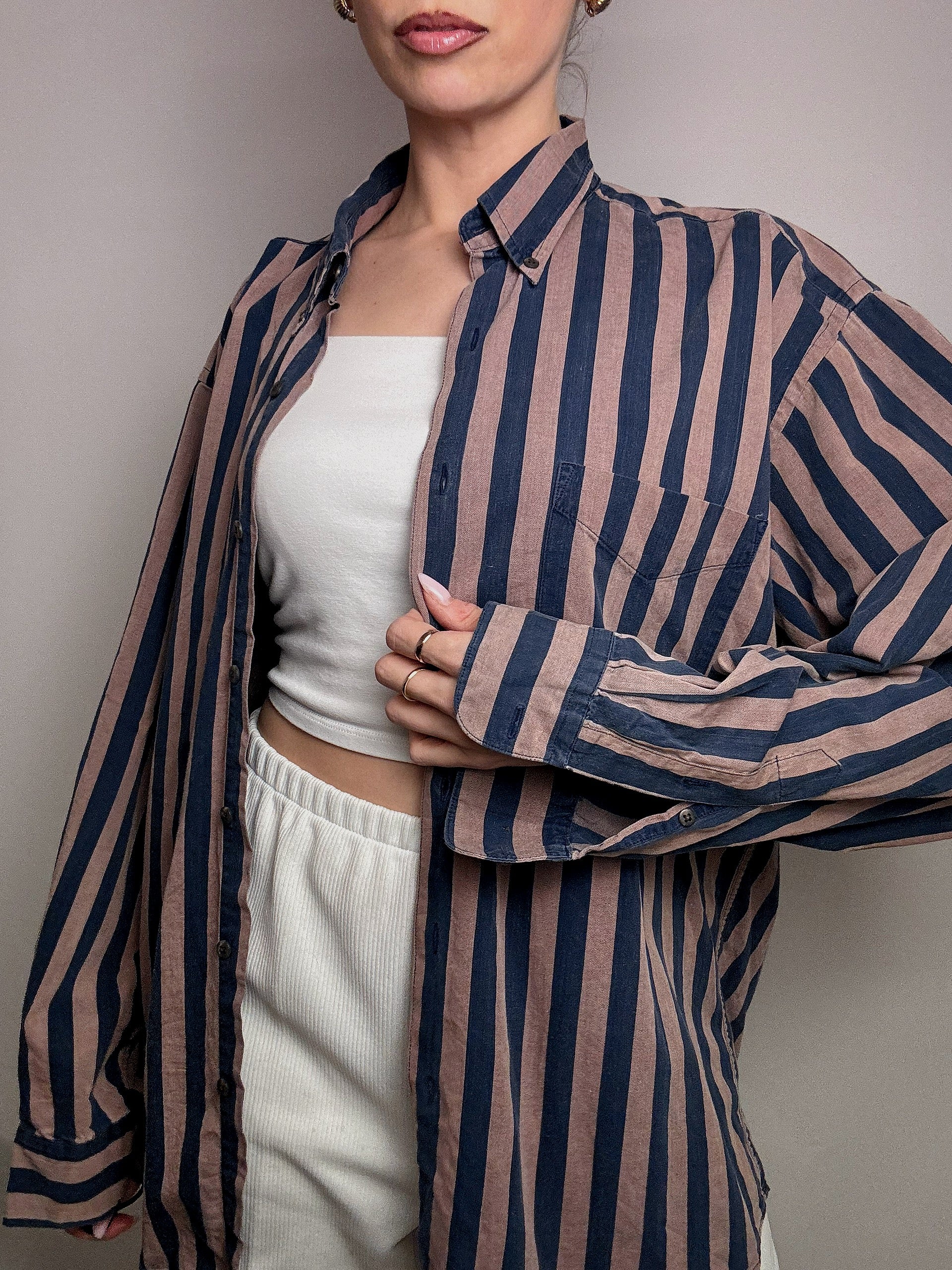 Chemise rayée brun et marine GAP L vintage