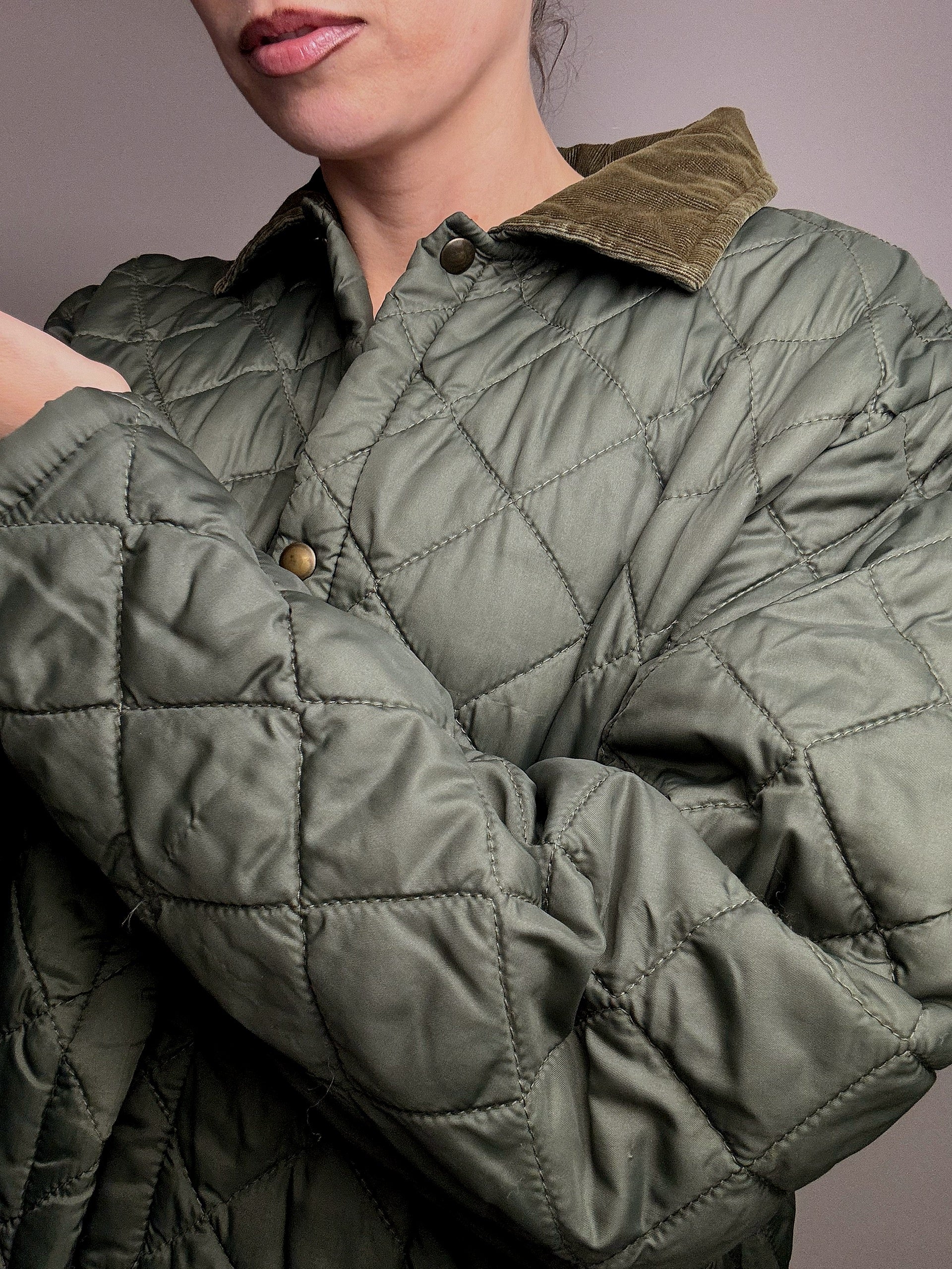 Vintage khaki quilted jacket L