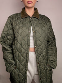 Vintage khaki quilted jacket L