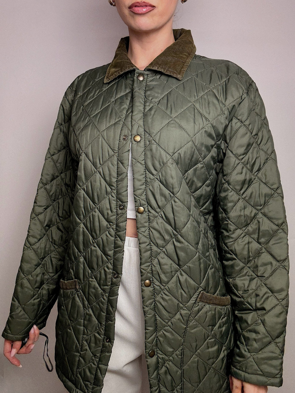 Vintage khaki quilted jacket L