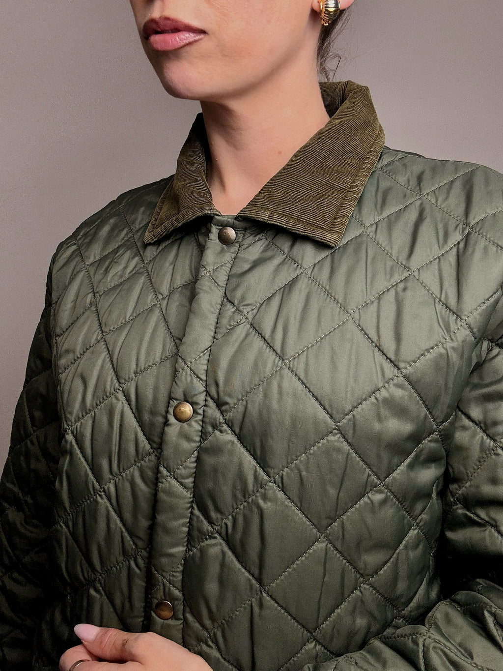 Vintage khaki quilted jacket L