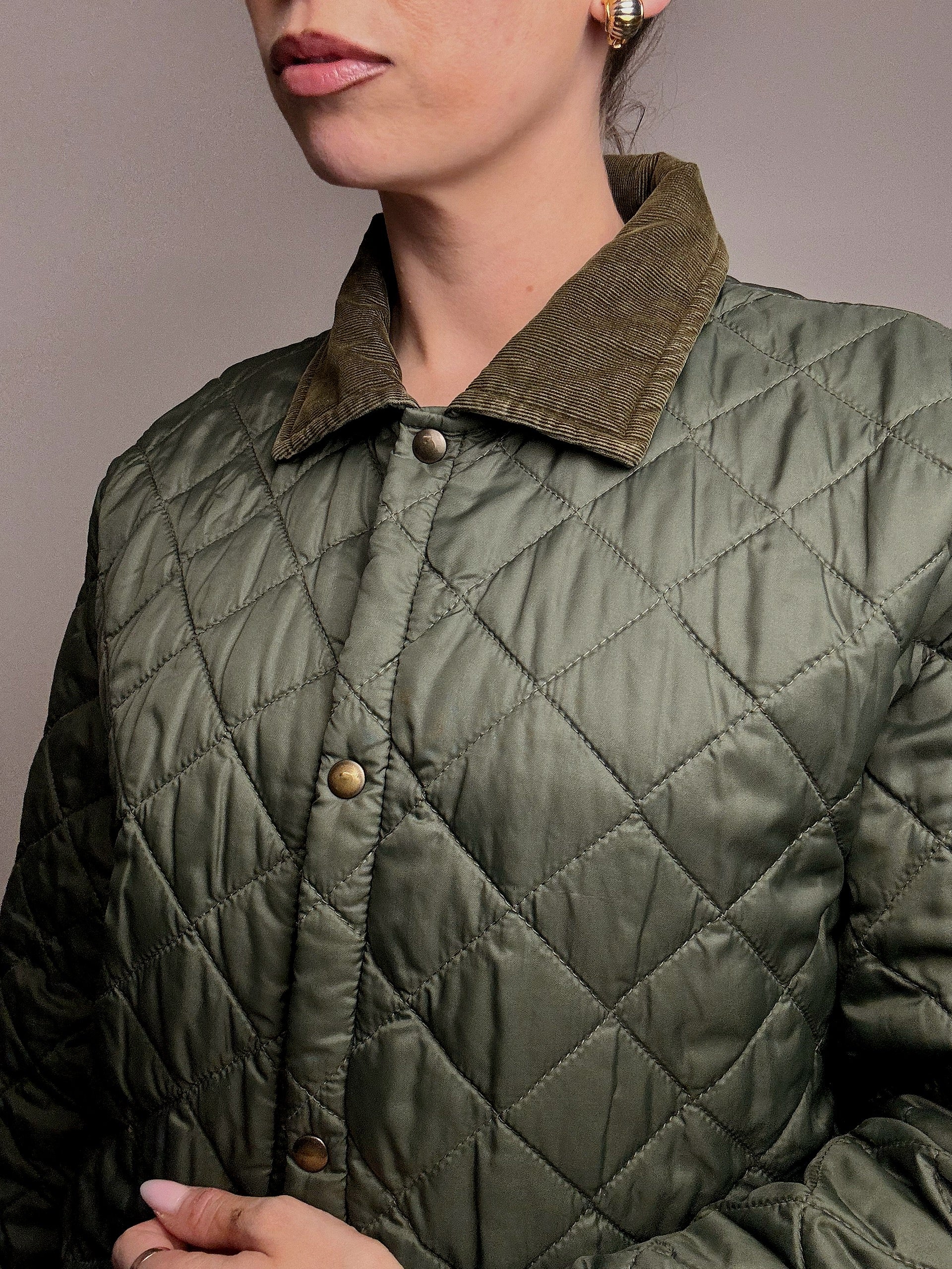 Vintage khaki quilted jacket L