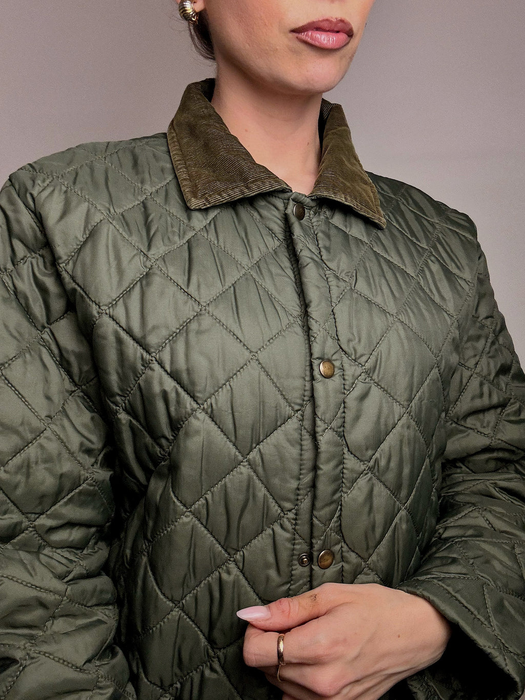 Vintage khaki quilted jacket L