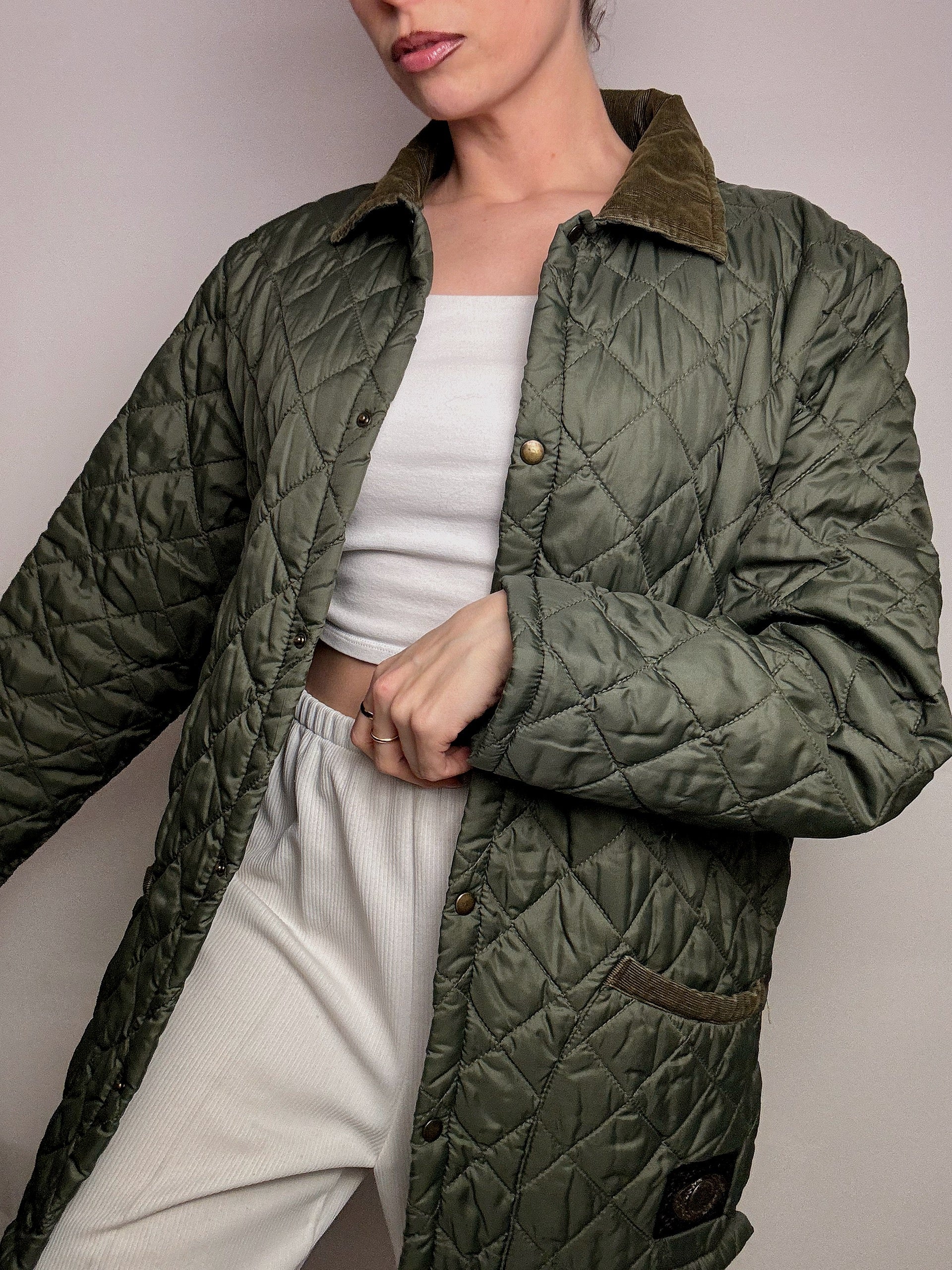 Vintage khaki quilted jacket L
