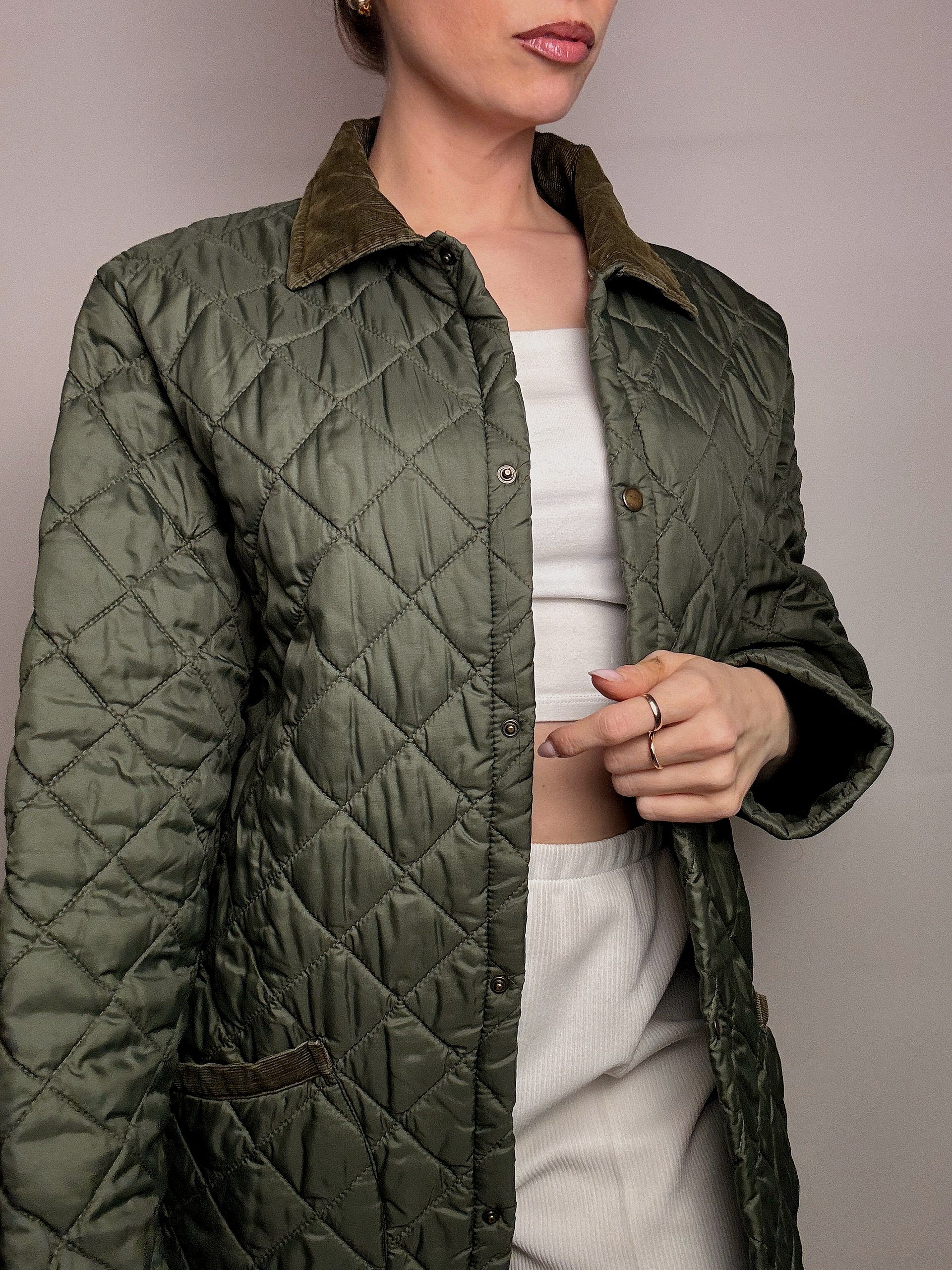 Vintage khaki quilted jacket L