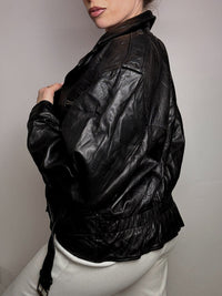 Schwarze taillierte Lederjacke S/M Vintage