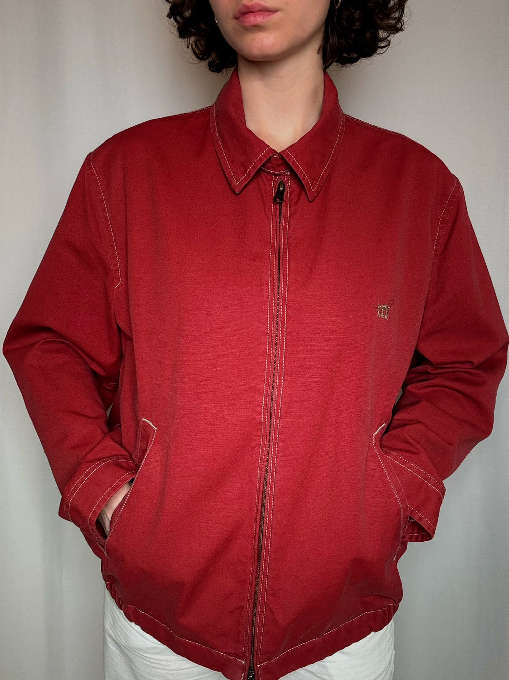 Rote Vintage-Sommerjacke L
