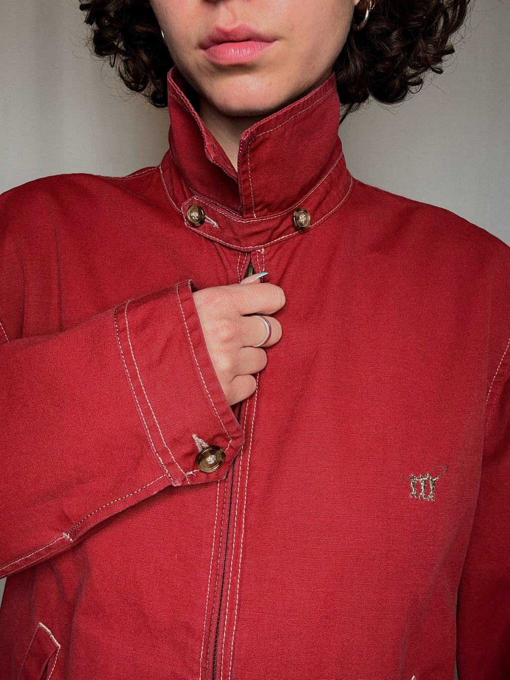 Rote Vintage-Sommerjacke L