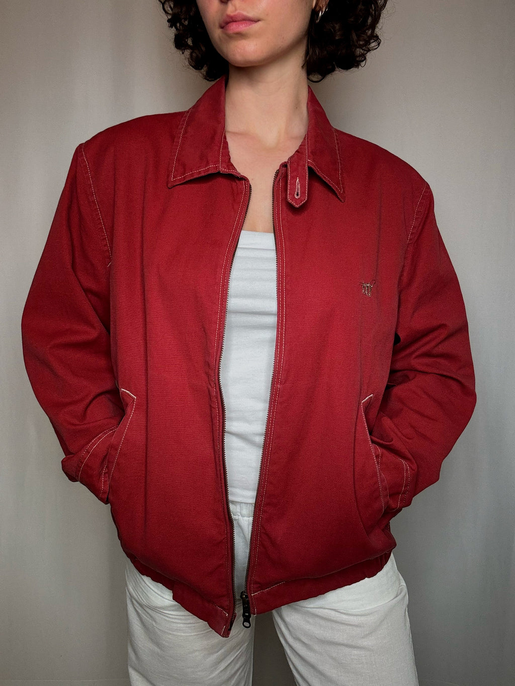 Rote Vintage-Sommerjacke L