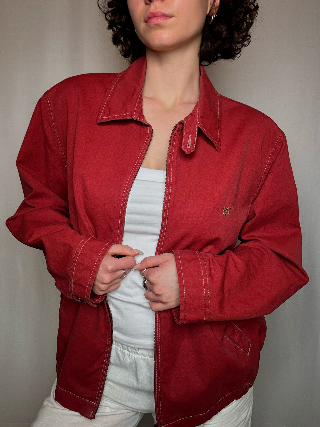 Rote Vintage-Sommerjacke L