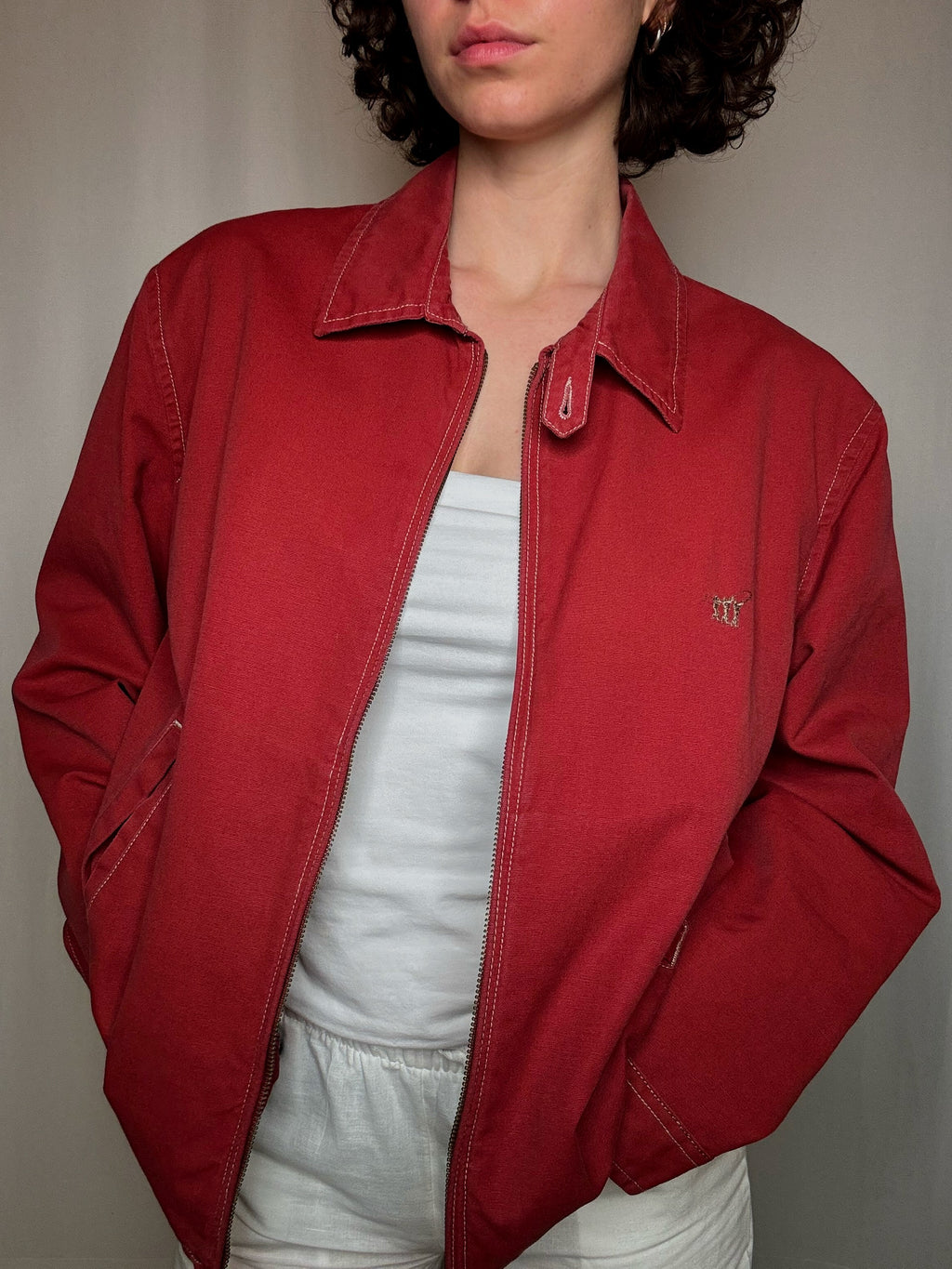 Rote Vintage-Sommerjacke L