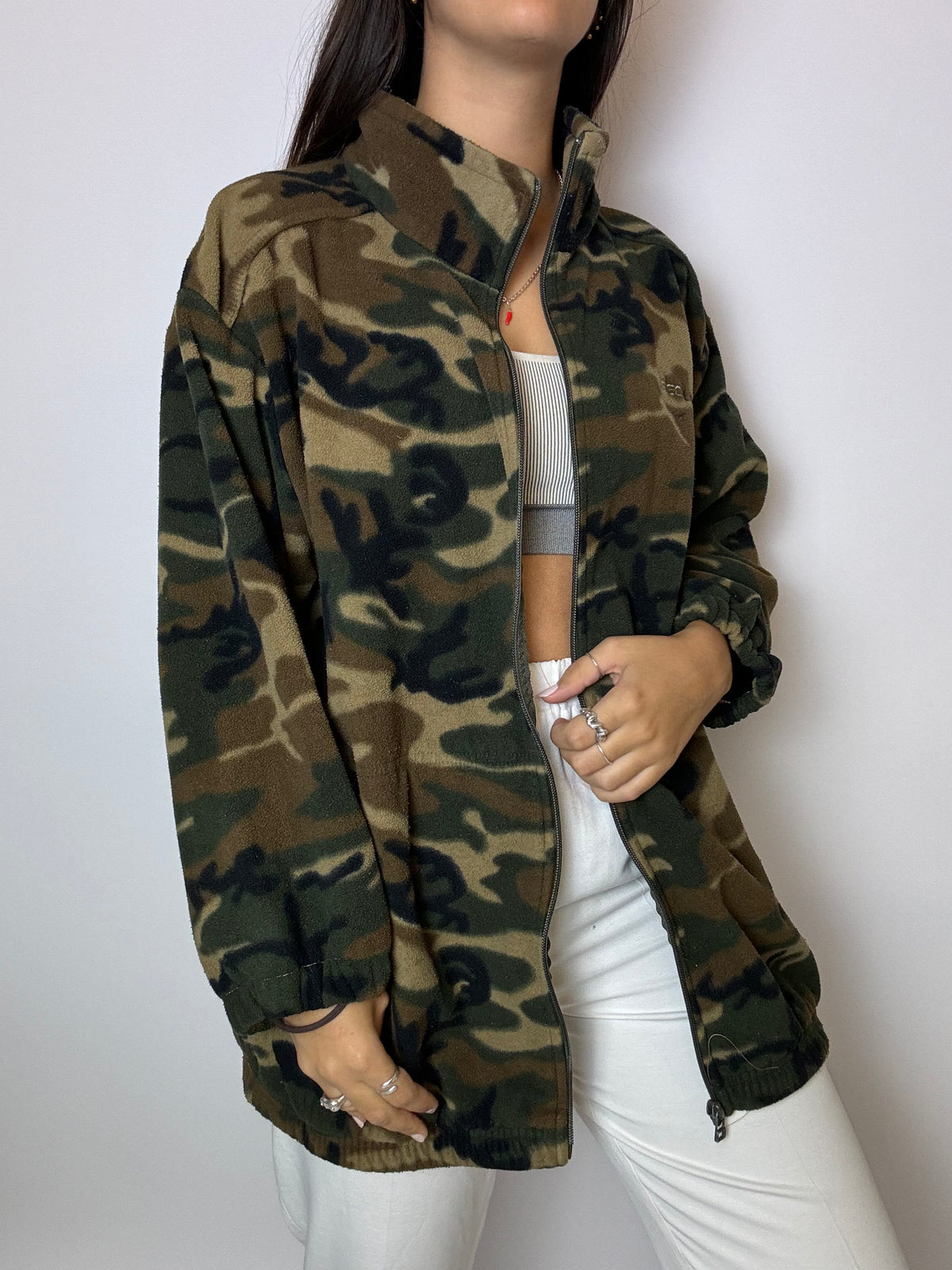 Polaire camouflage à zip vintage L