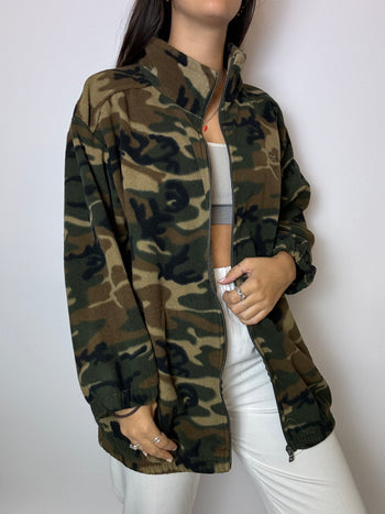 Polaire camouflage à zip vintage L