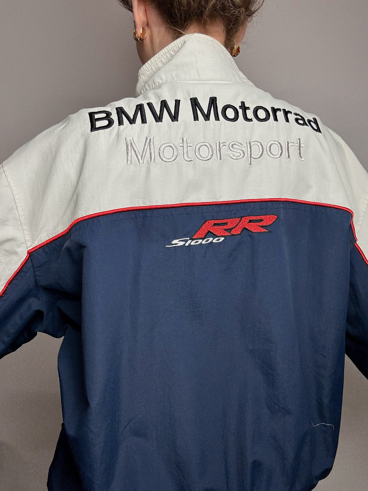 Veste de racing bicolore BMW L vintage