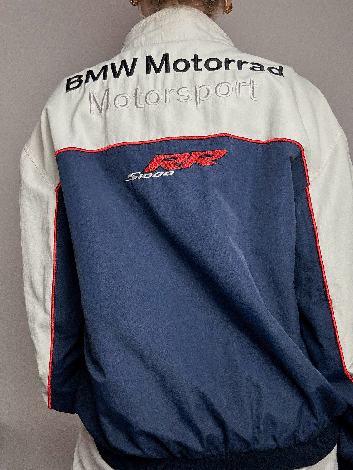 Veste de racing bicolore BMW L vintage