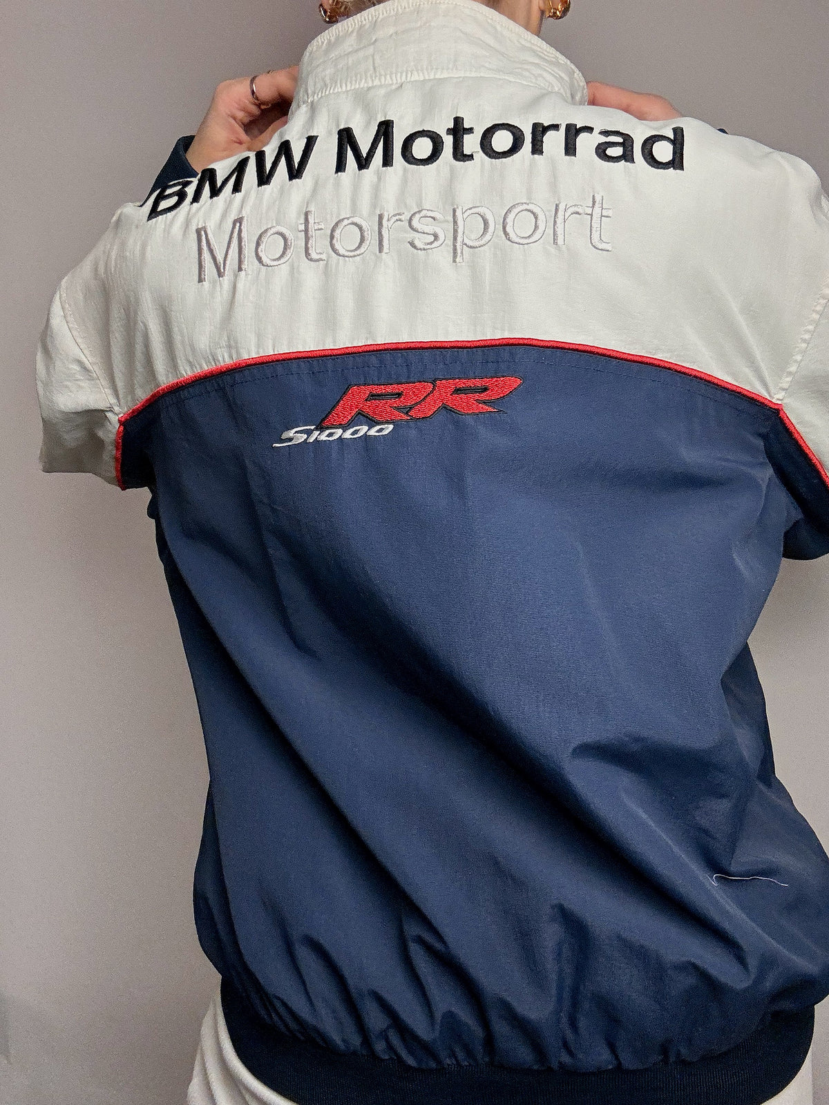 Veste de racing bicolore BMW L vintage