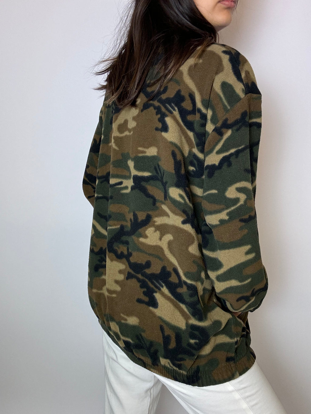 Camouflage-Fleece mit Vintage-Reißverschluss L 