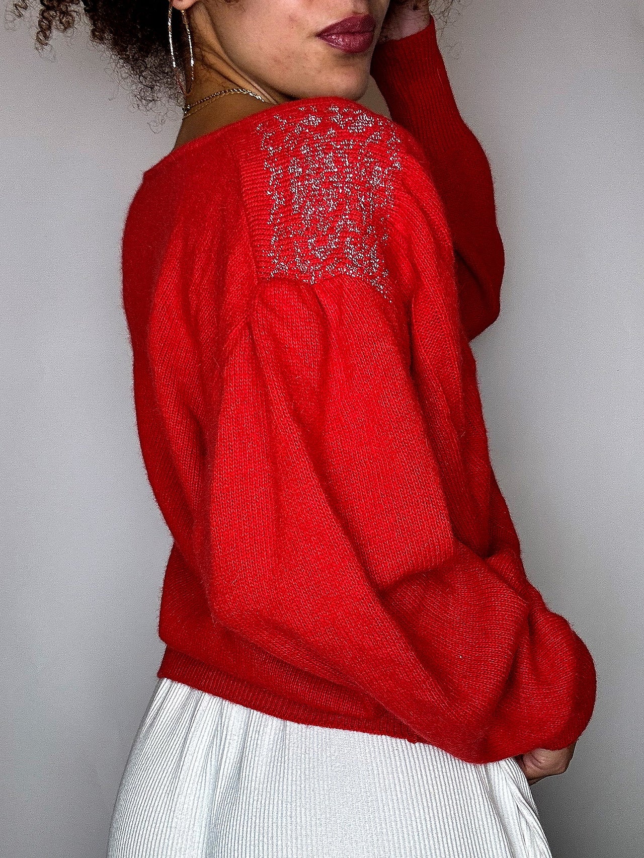Pull rouge avec détails S vintage