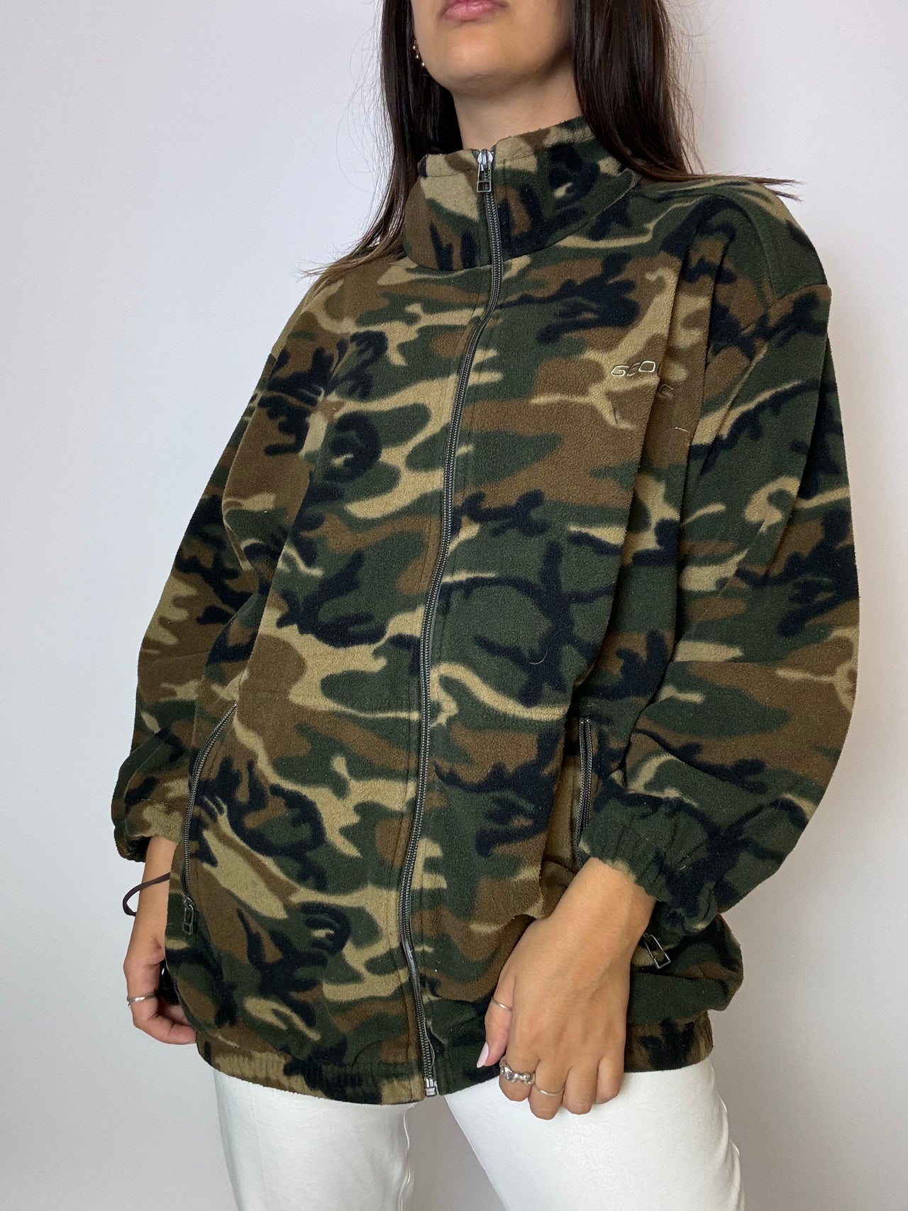 Camouflage fleece with vintage zip L 