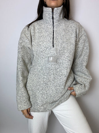 Heather gray fleece with vintage zip L 