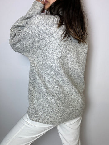 Heather gray fleece with vintage zip L 