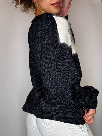 Pull avec détails noir M vintage