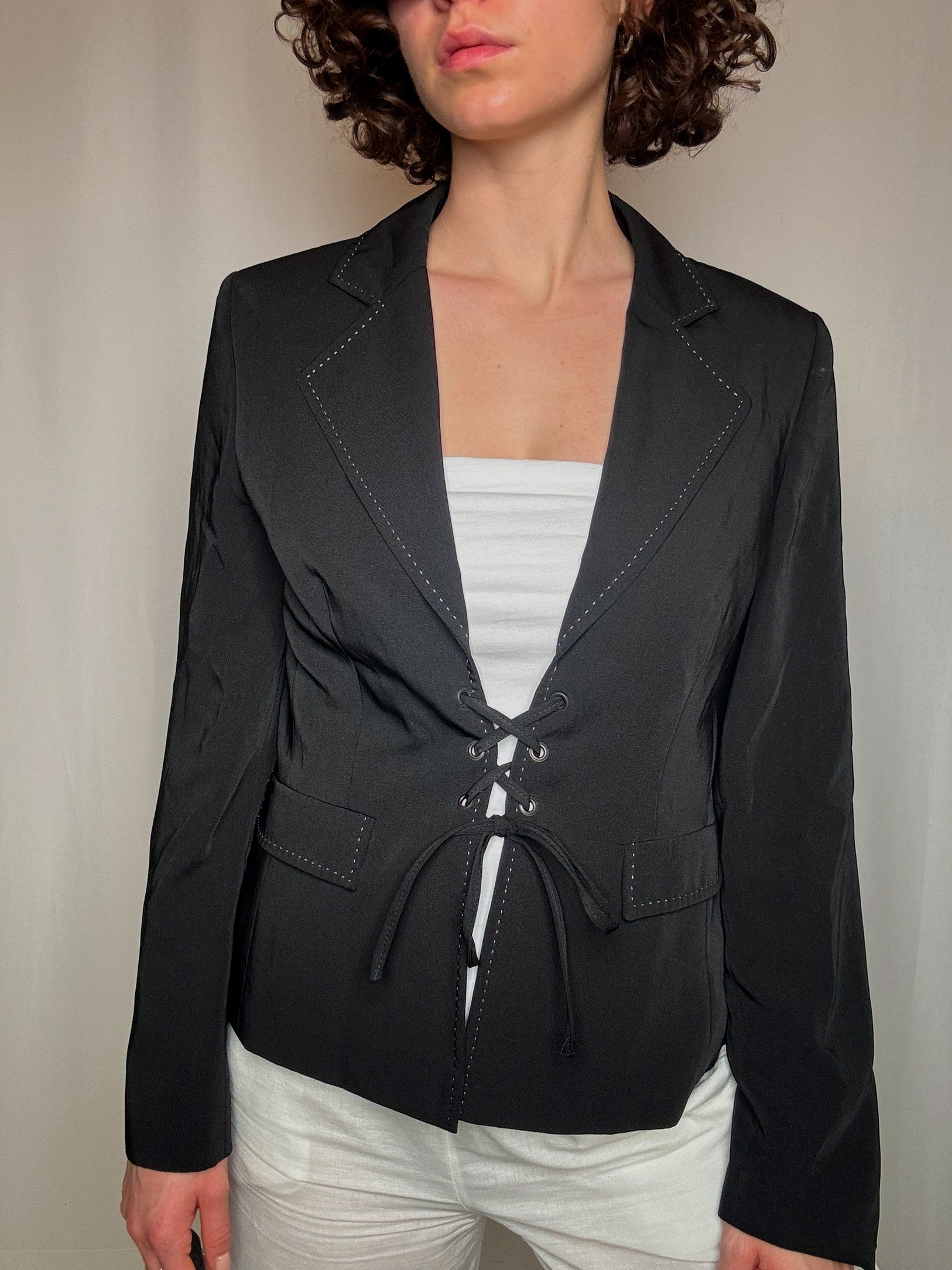 Blazer noir avec cordon M vintage