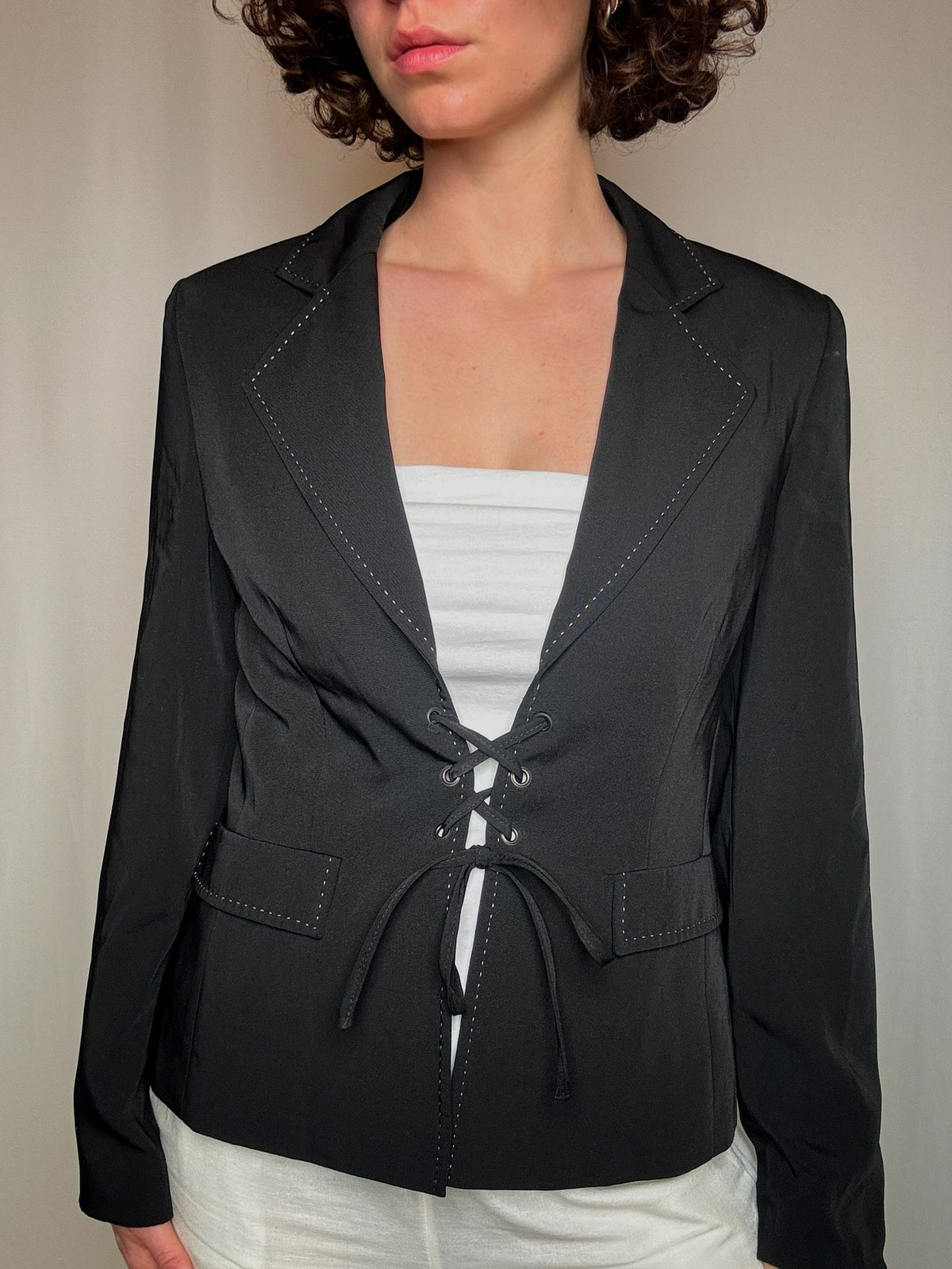 Blazer noir avec cordon M vintage