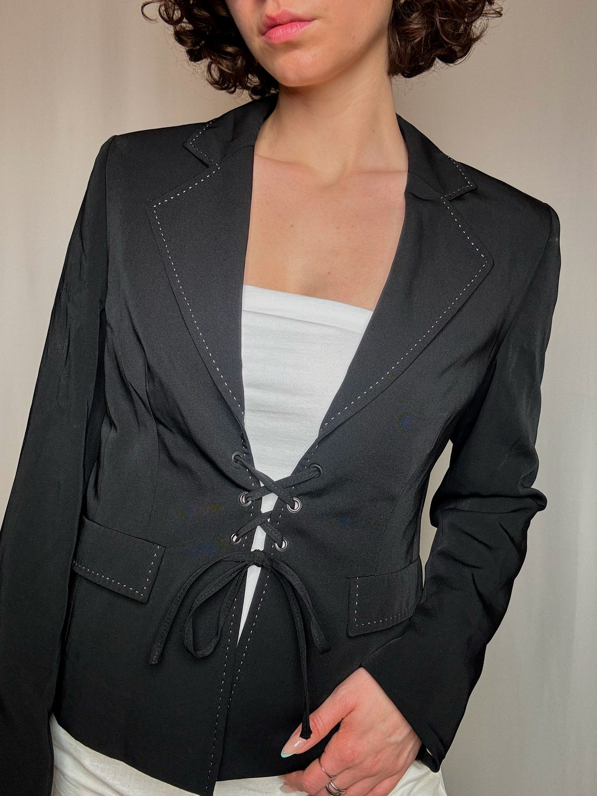 Blazer noir avec cordon M vintage